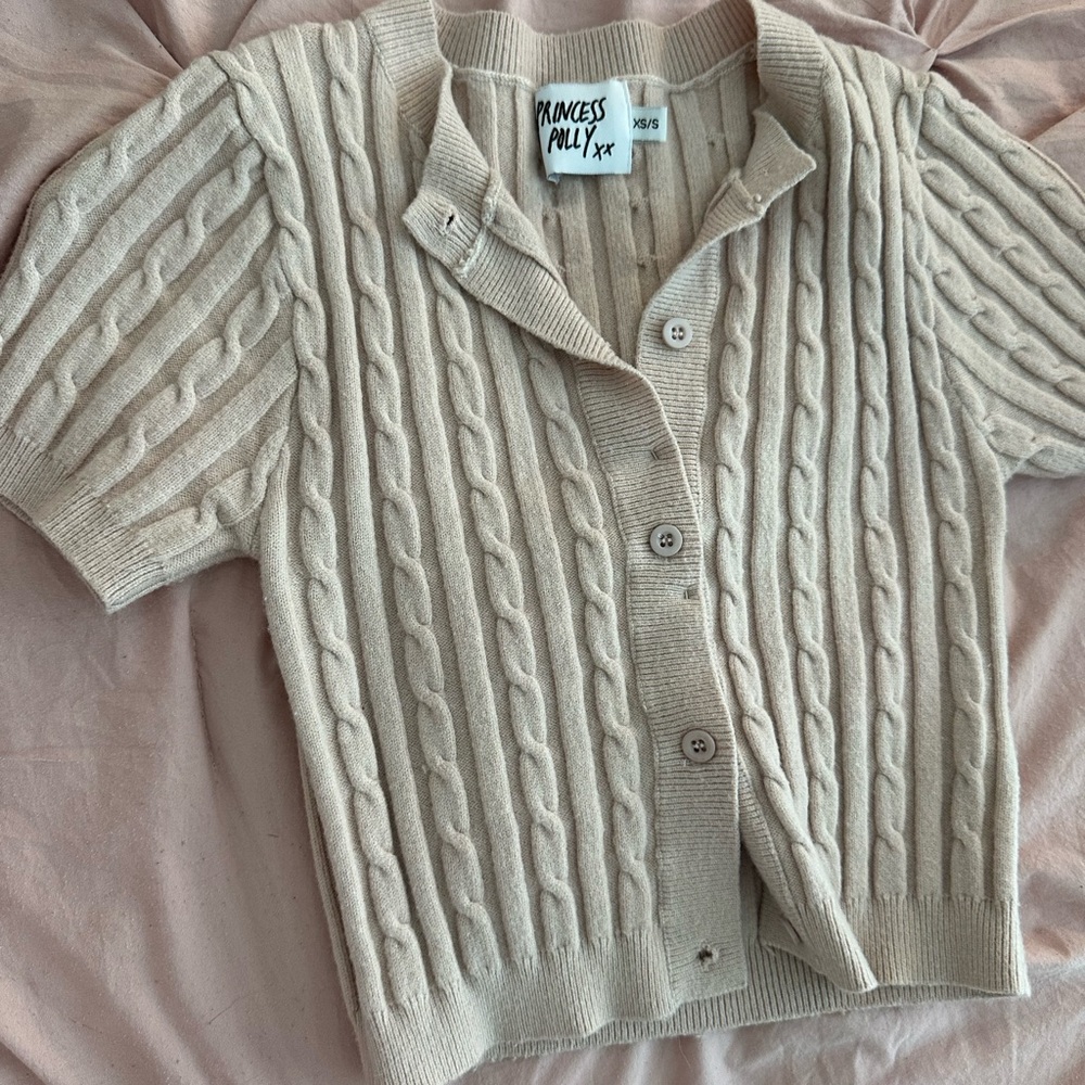 Princess Polly Cream Cardigan Sweater
